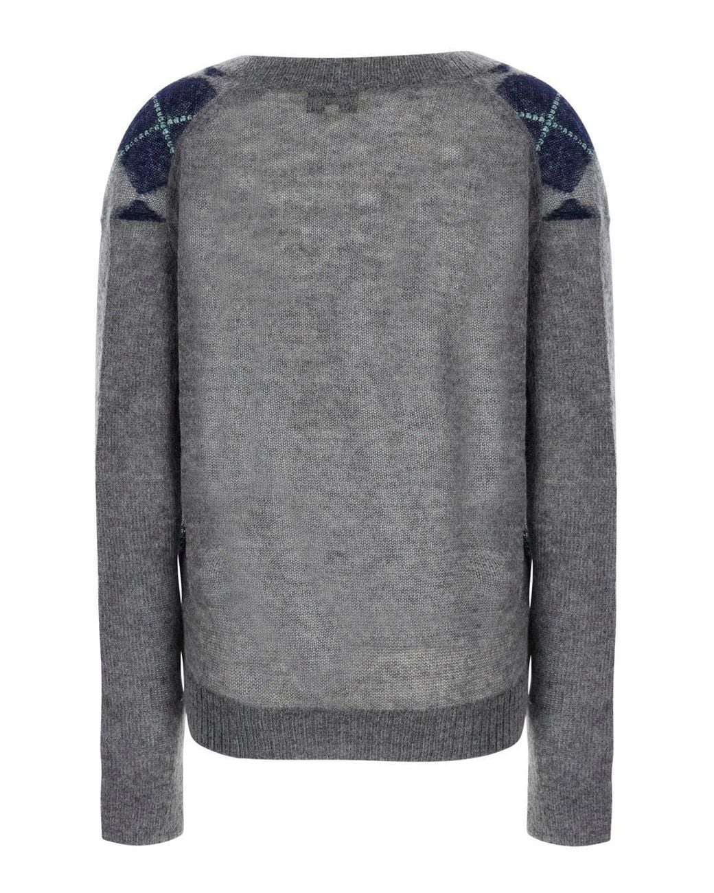 ShuShu/Tong Blue Shushu/Tong Argyle V-Neck Knitted Sweater