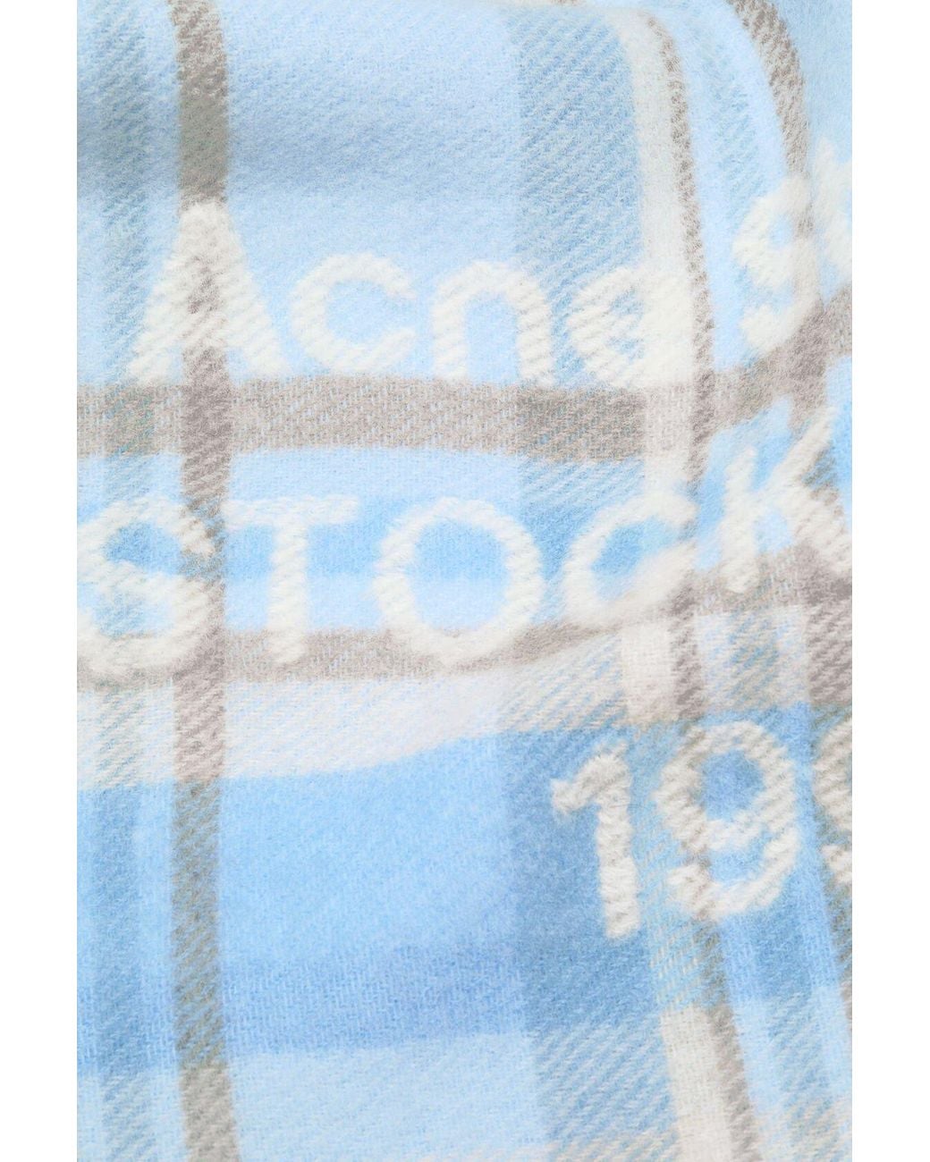 Acne Blue Plaid Fringed Scarf for men