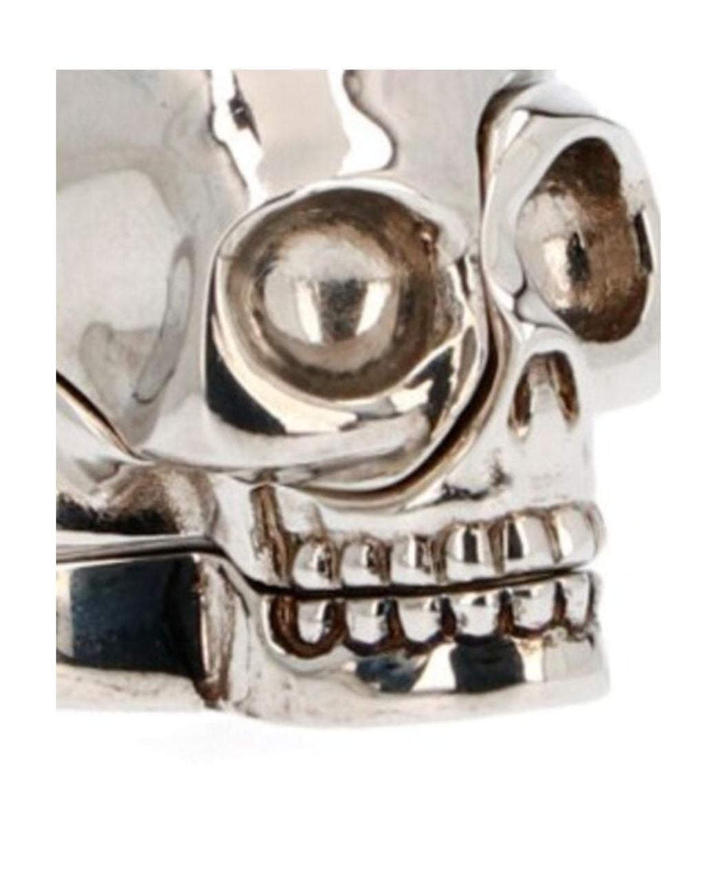 McQueen White Divided Skull Ring for men