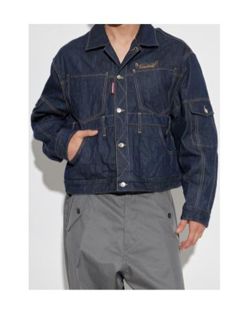 DSquared² Blue Logo Embroidered Denim Jacket for men
