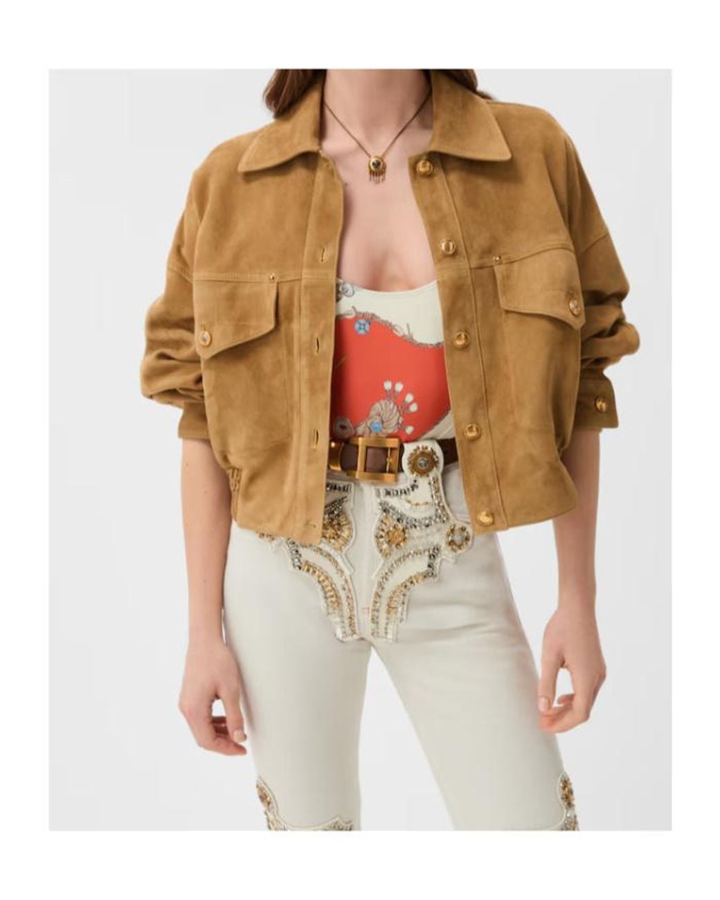 Versace Natural Long-Sleeved Button-Up Blouson