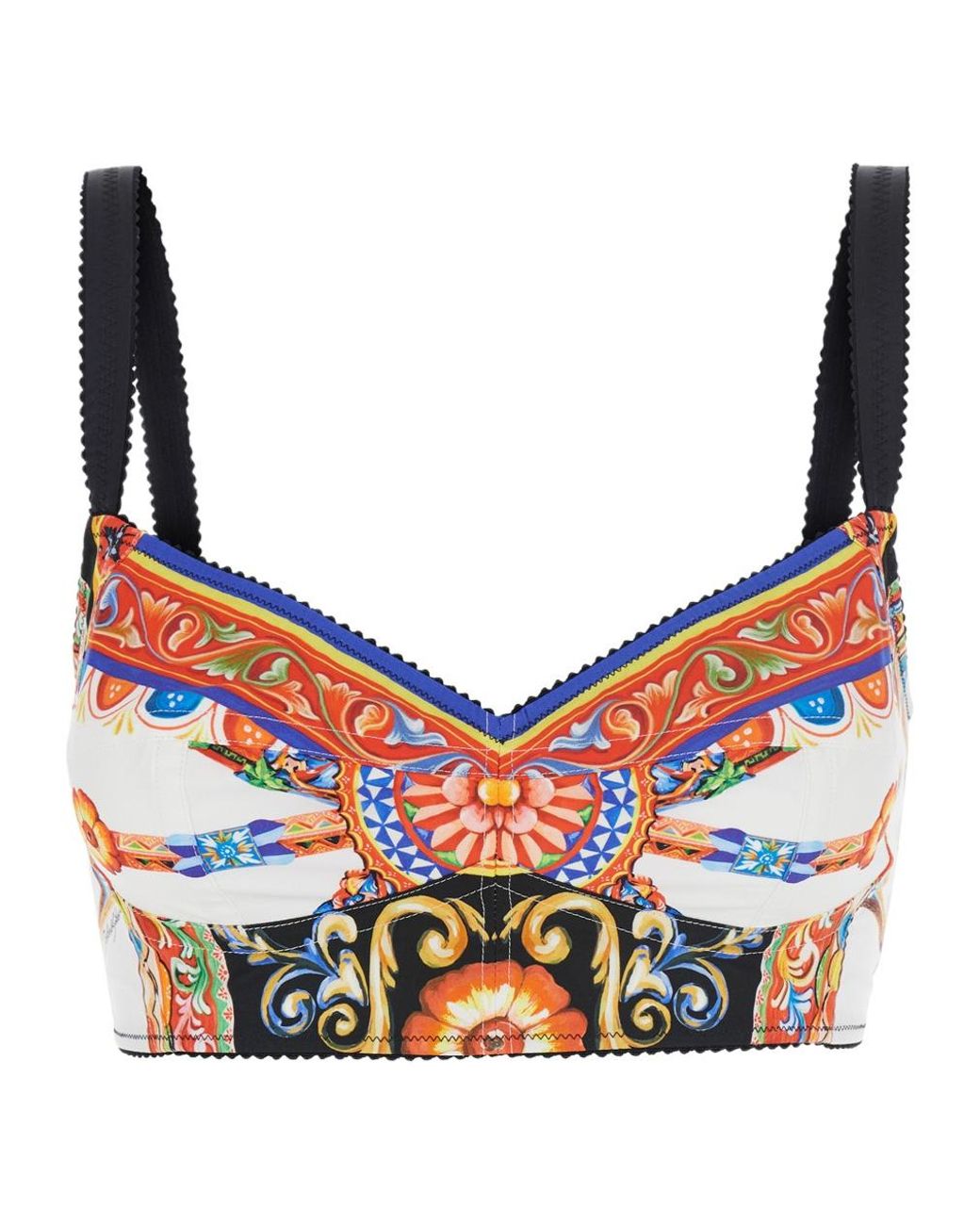 Dolce & Gabbana Blue Carretto Printed Poplin Top