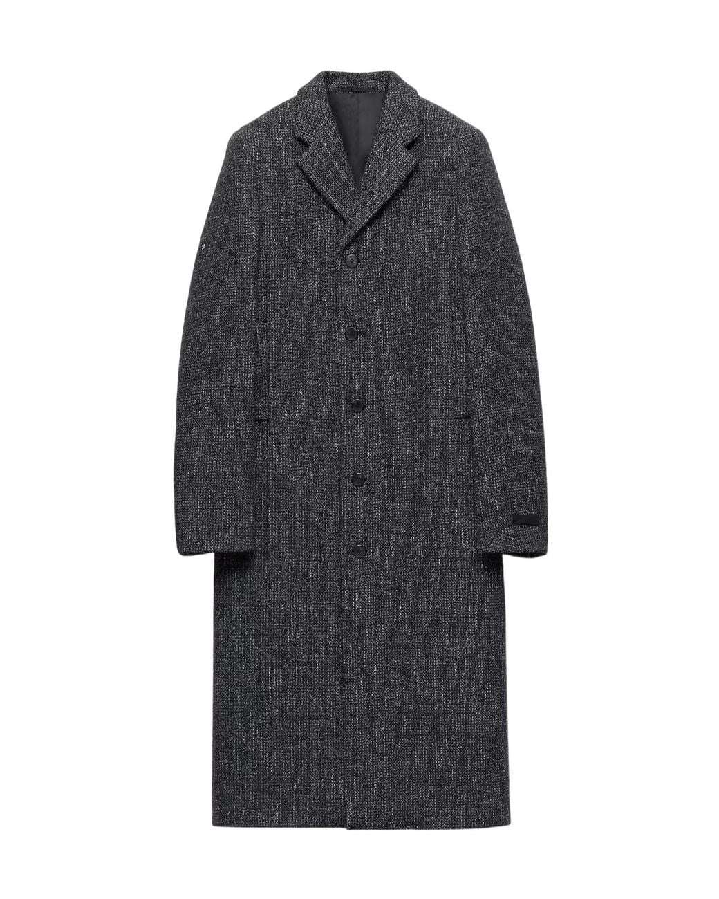 Prada Gray Single-Breasted Wool Blend Coat for men