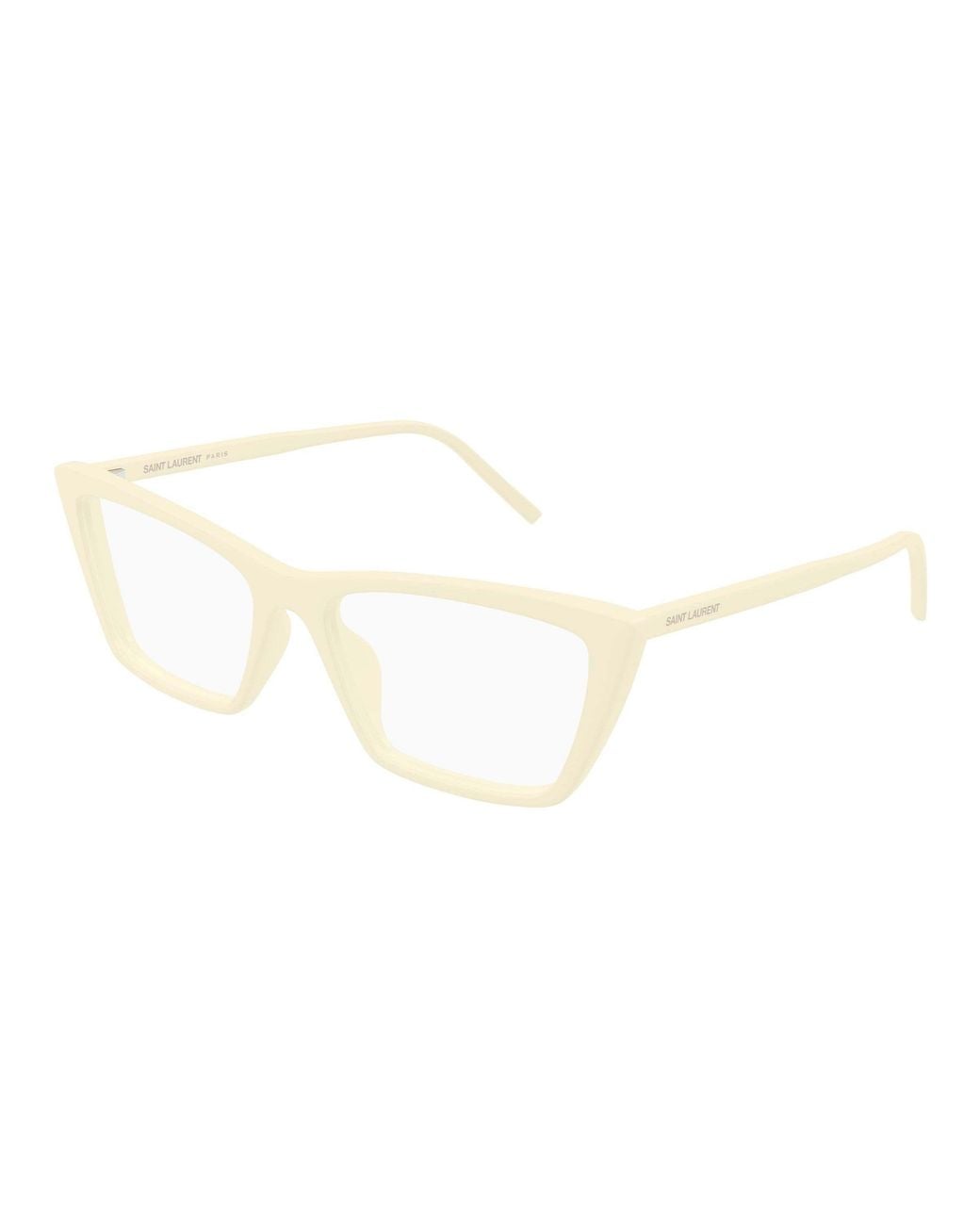 Saint Laurent White Mica Cat-Eye Glasses