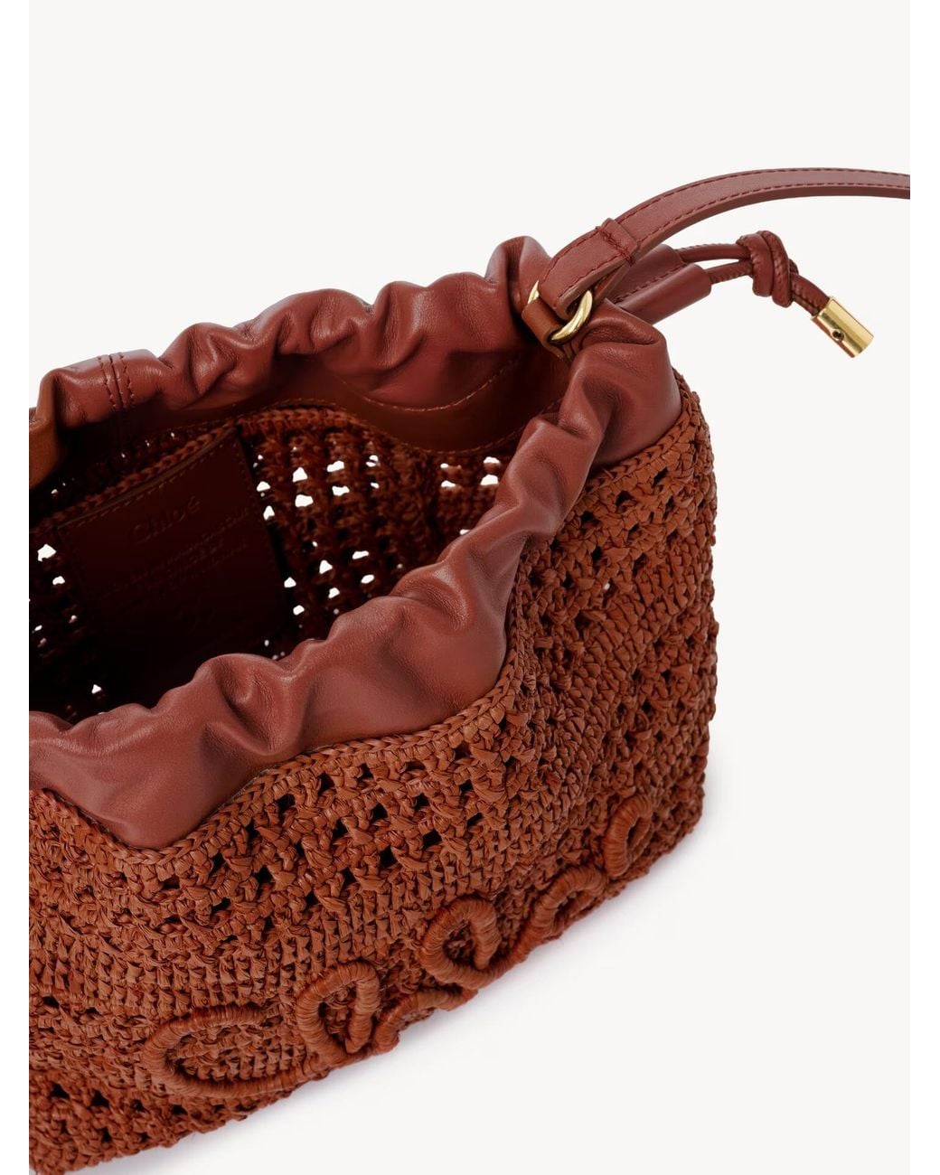 Chloé Brown Chloé Logo Detailed Drawstring Mini Shoulder Bag