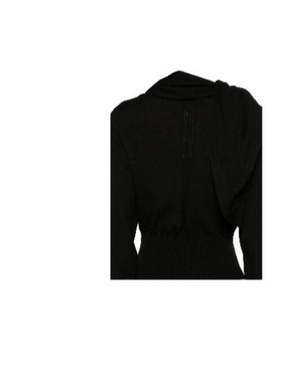 Rick Owens Black Asymmetric Draped Sweater