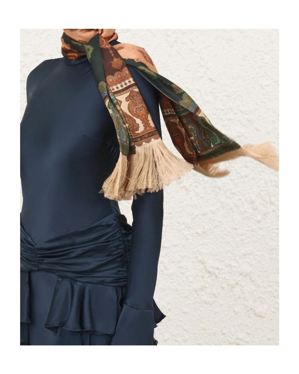 Zimmermann White Printed Tassel Shawl