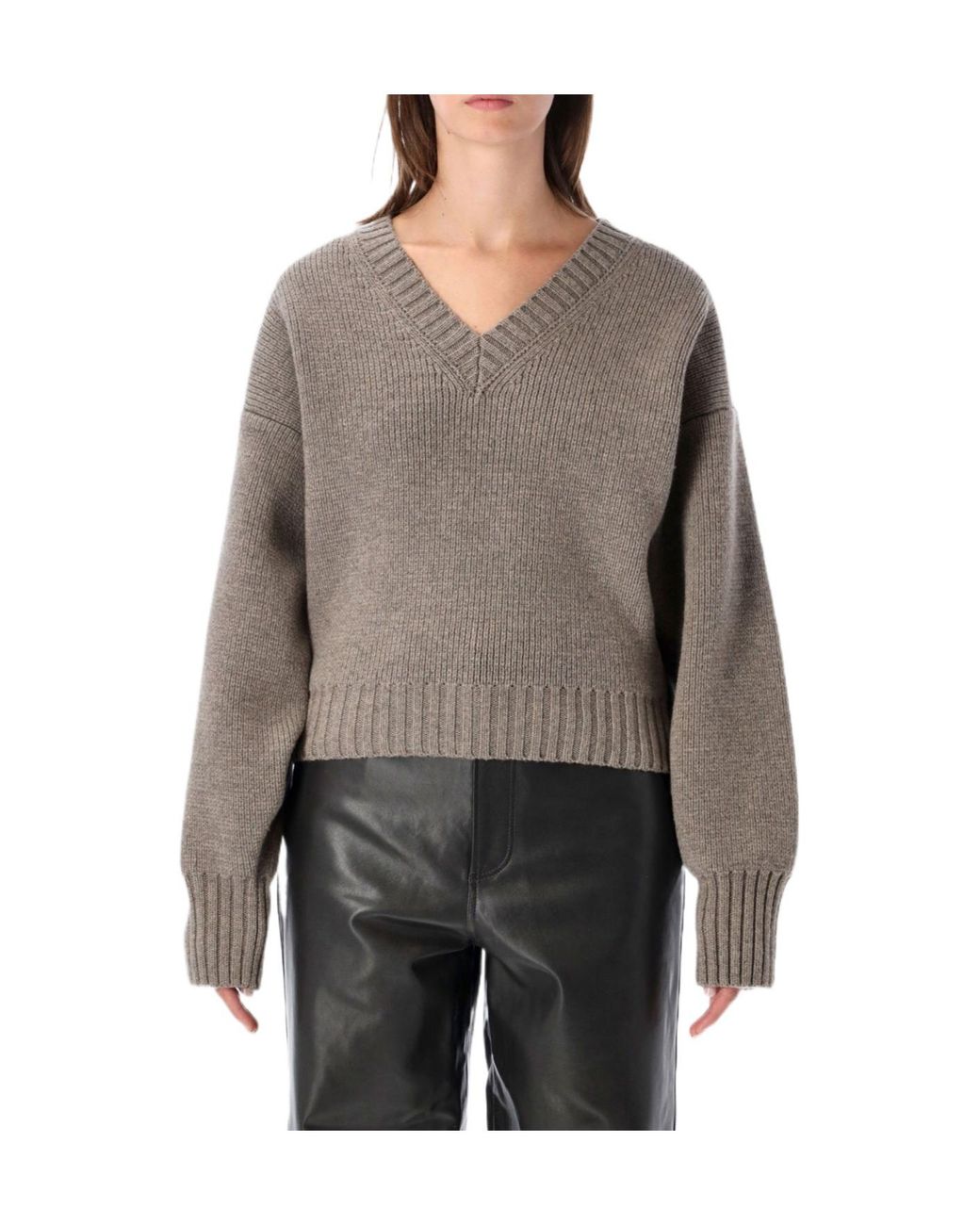 Rohe Gray Sculptural V-Neck Knitted Jumper