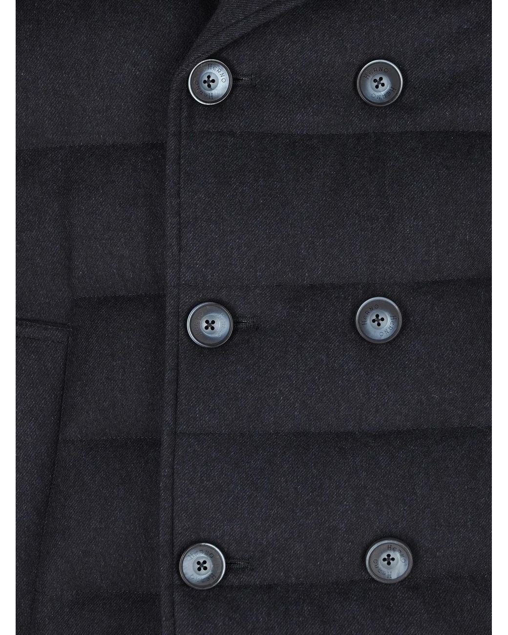 Herno Blue Double Breasted Padded Coat for men