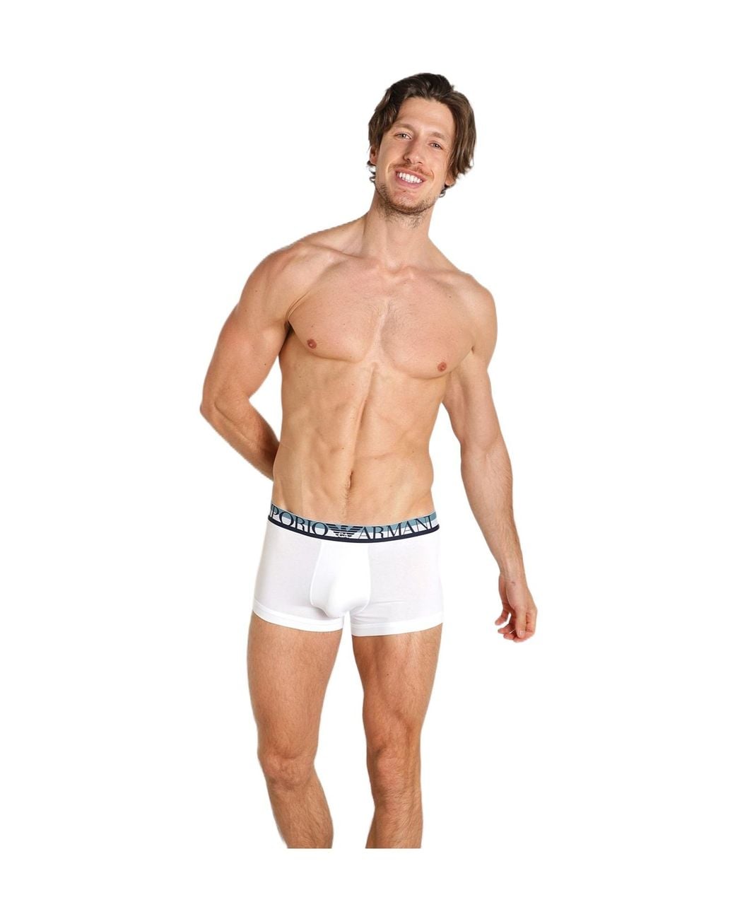Emporio Armani White Elastic Waist Trunks for men