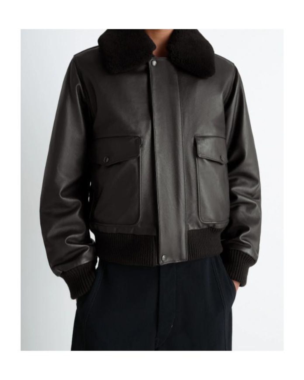 Lemaire Black Leather Blouson for men