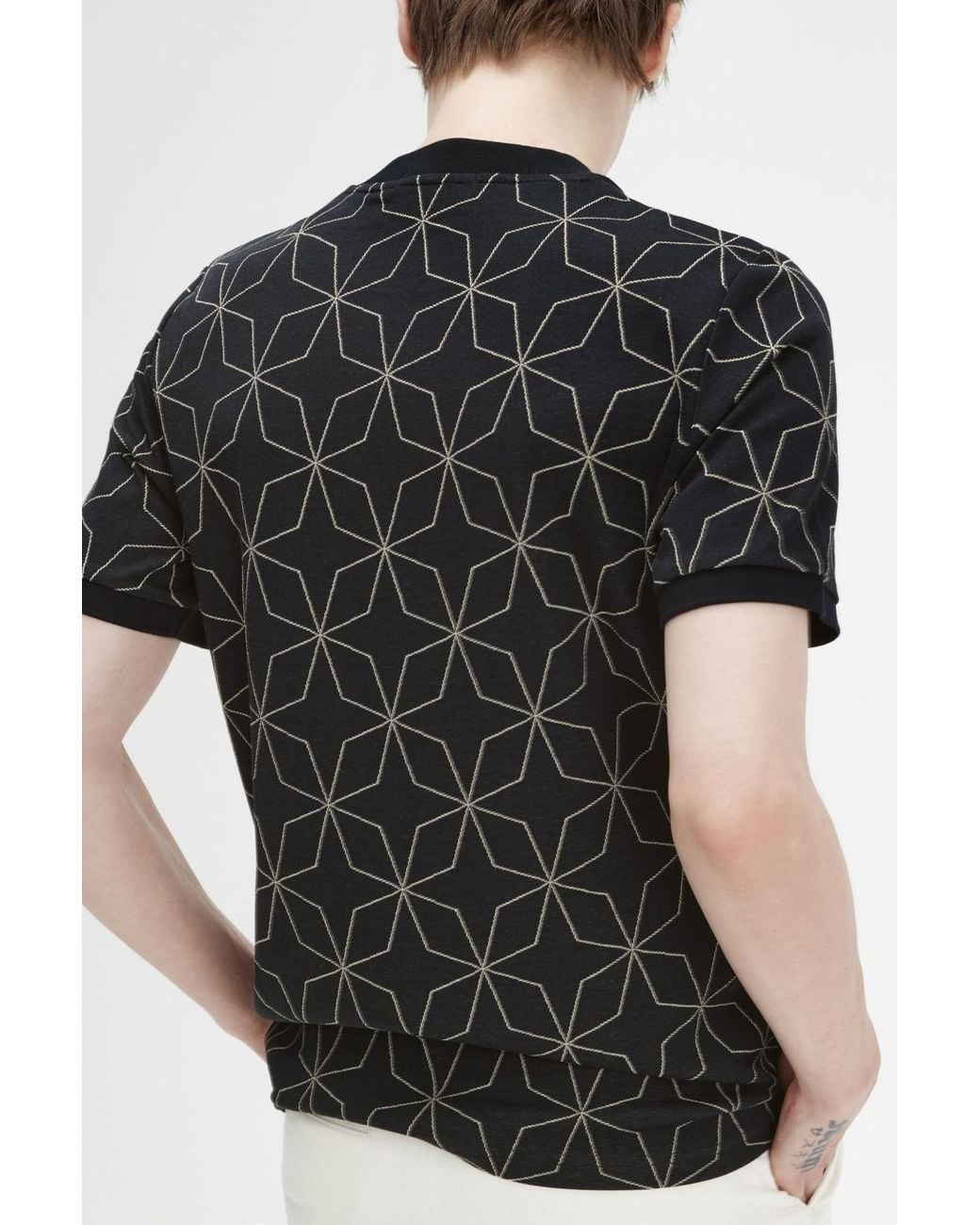Fred Perry Black Geometric Pattern T-Shirt for men