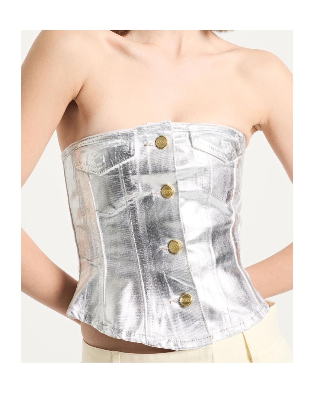 Ganni White Crop Top