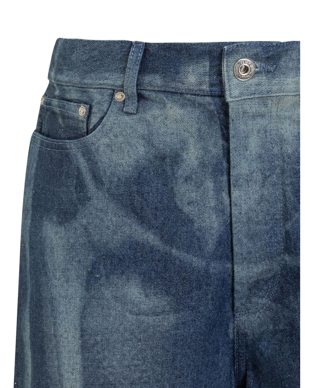 Off-White c/o Virgil Abloh Blue Straight Leg Denim Shorts for men
