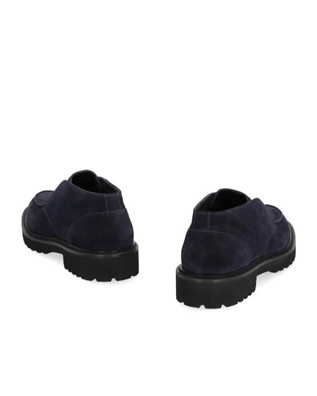Doucal's Blue Almond Toe Slip-On Loafers for men