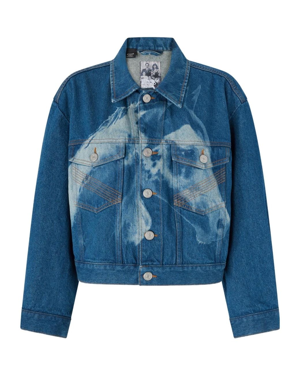 Pinko Blue Horse-Print Denim Jacket