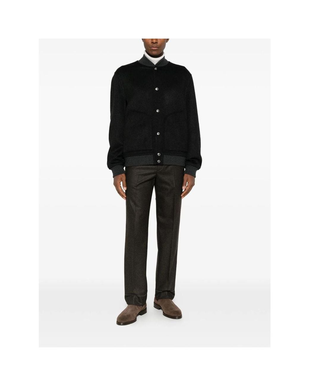 Brunello Cucinelli Black Long-Sleeve Casual Jacket for men
