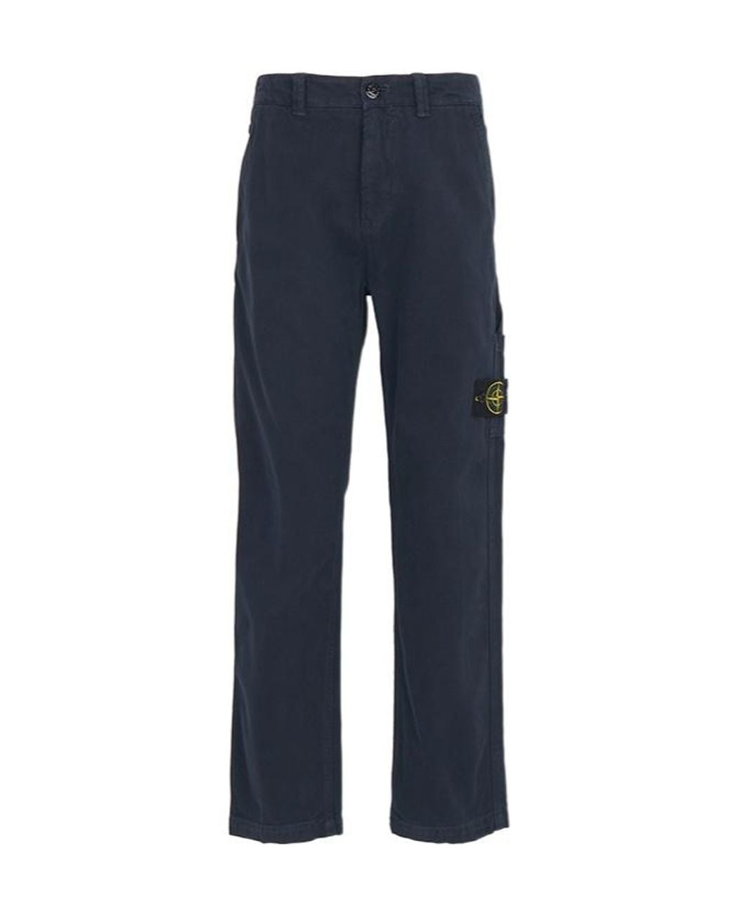 Stone Island Blue Old Effect Regular Fit Trousers for men