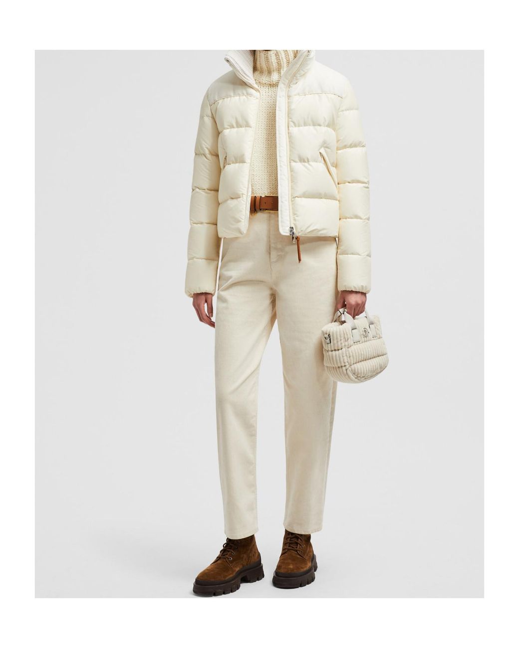 Moncler White Cropped Tapered Leg Jeans