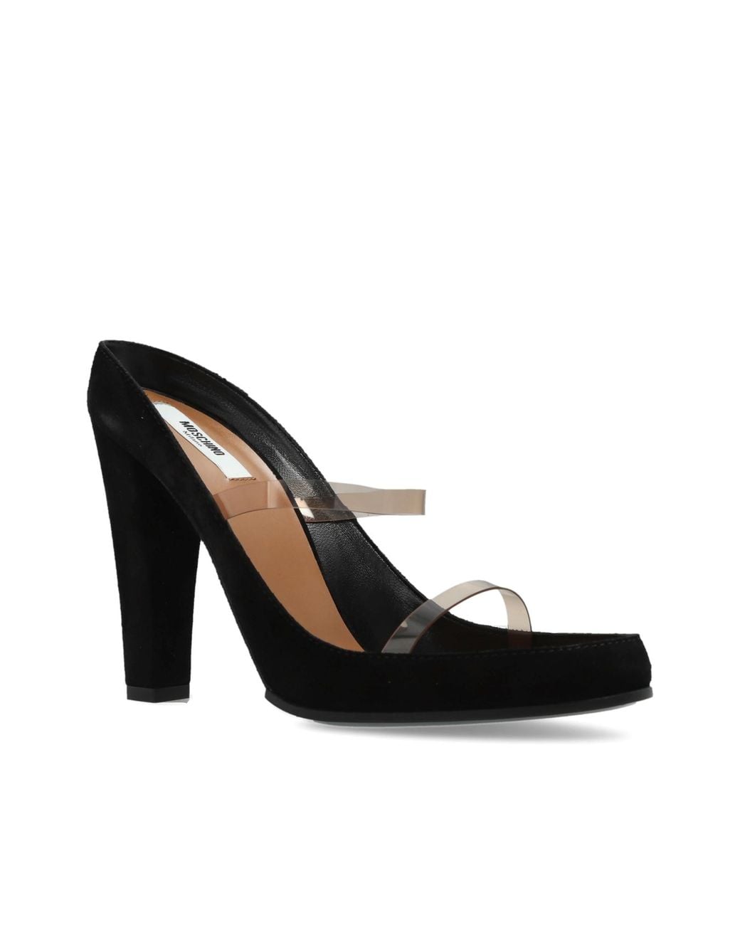 Moschino Black Clear Strap Heeled Sandals