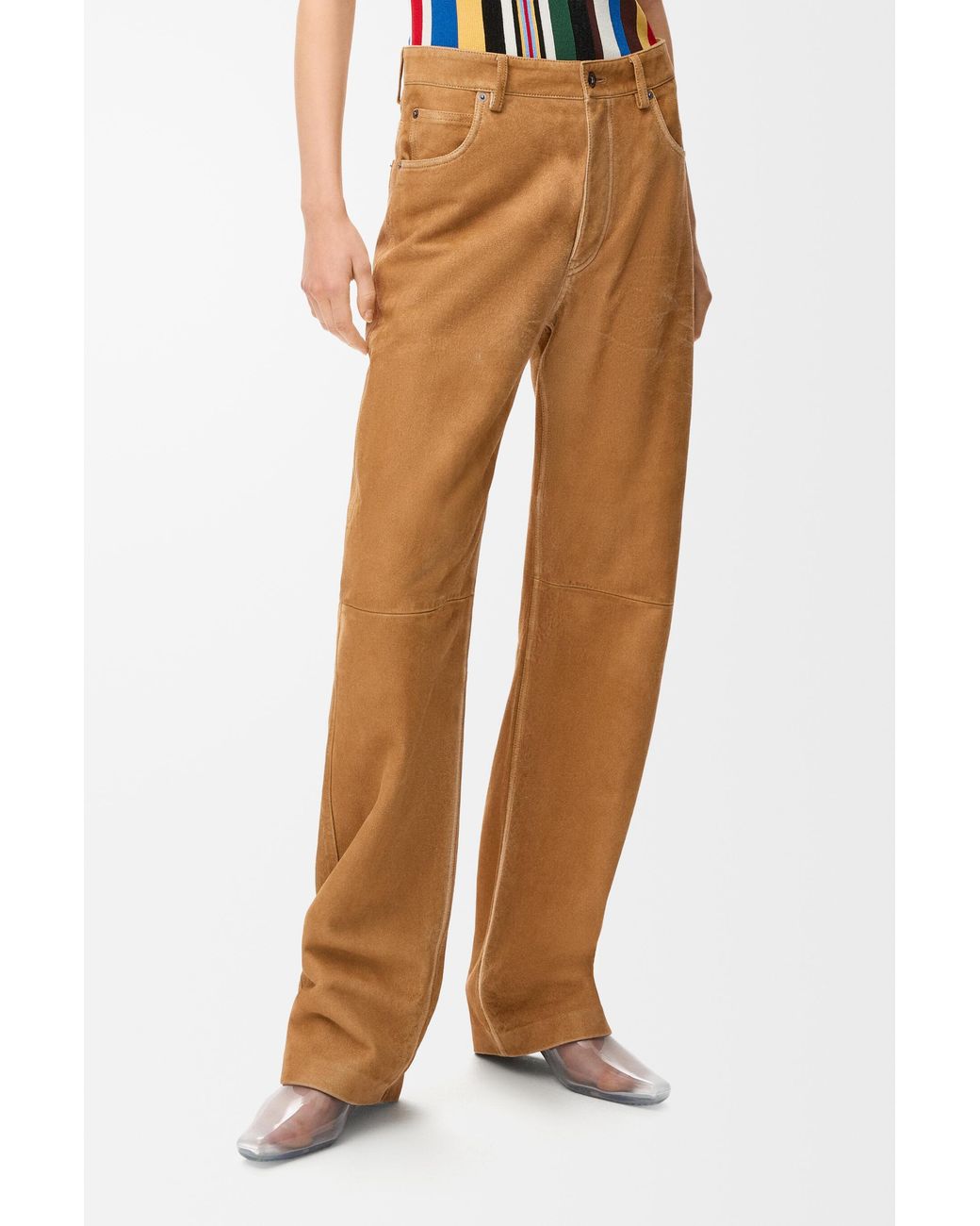 Loewe Natural Suede-Finish Wide-Leg Trousers
