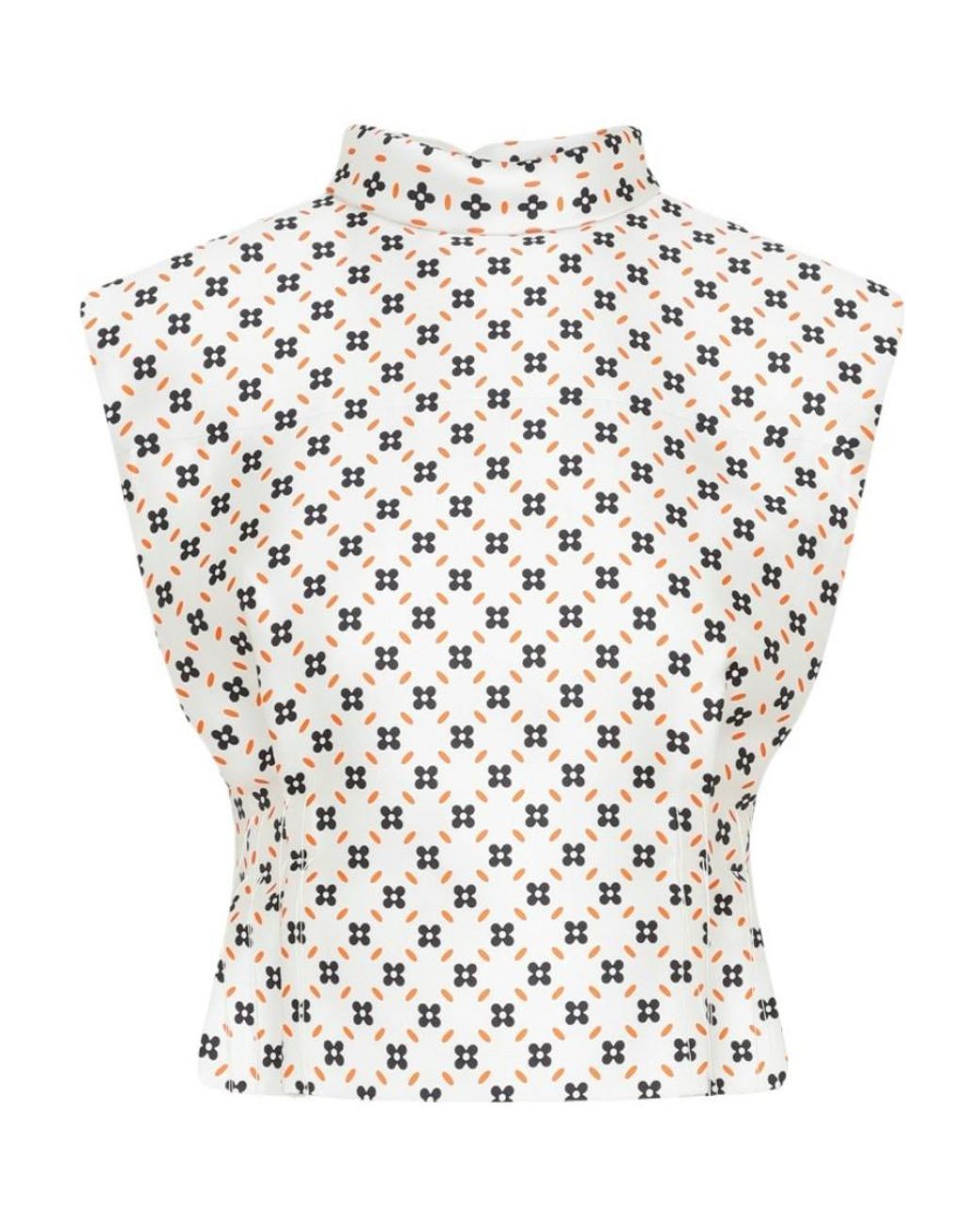 Lanvin White All-Over Printed Sleeveless Top