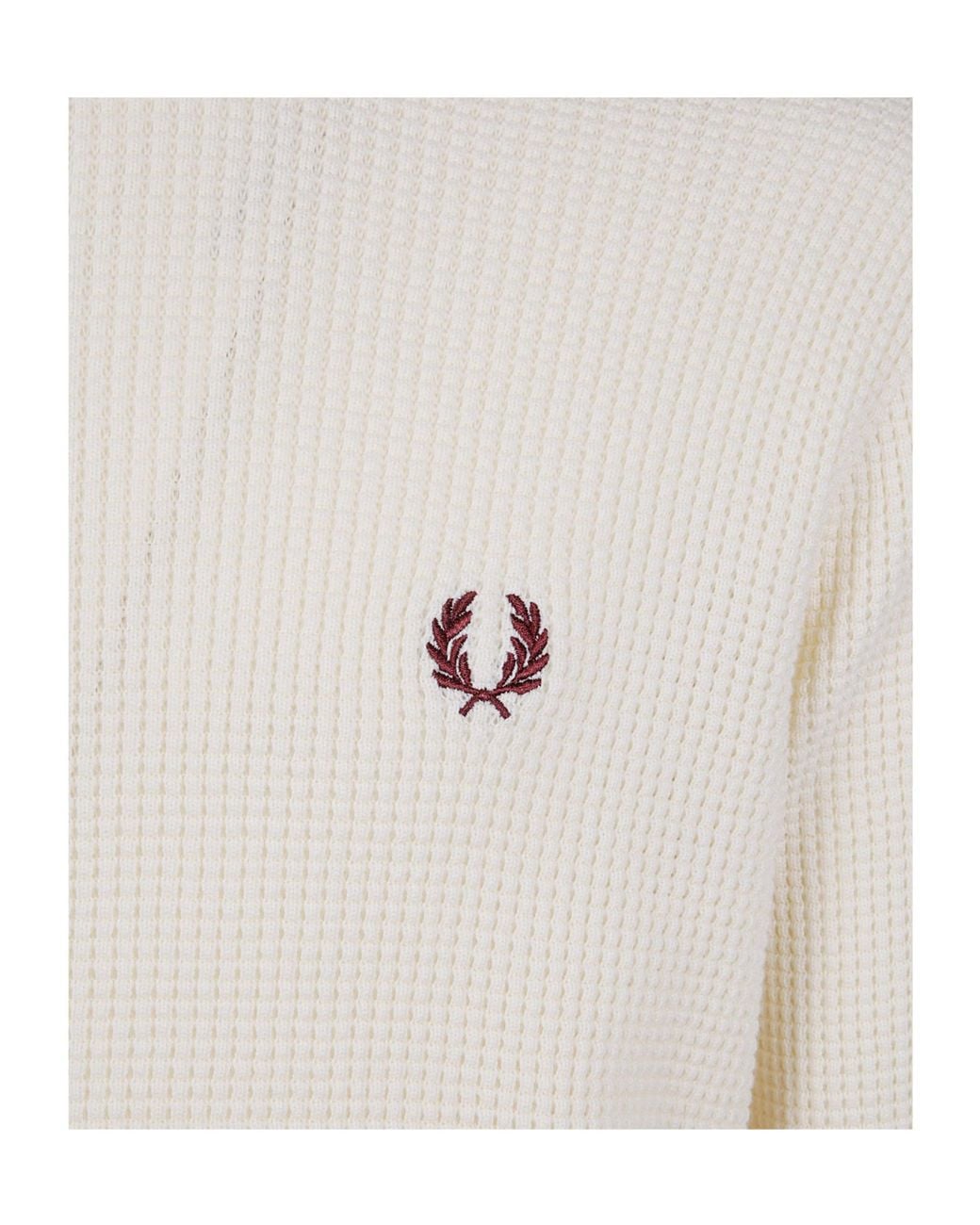 Fred Perry White Waffle Stitch Half Zip Jumper for men