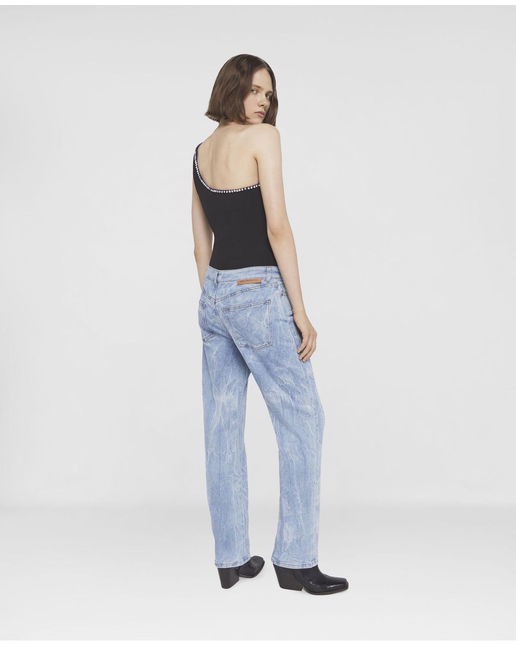 Stella McCartney Black Crystal-Trim One-Shoulder Top