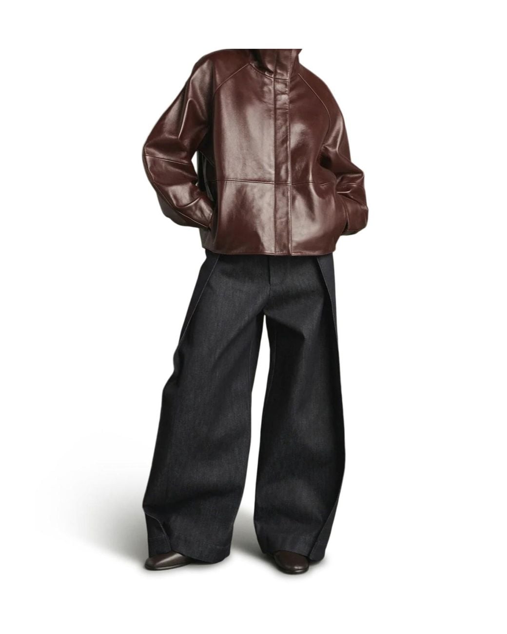 Soeur Brown Long-Sleeved Leather Jacket