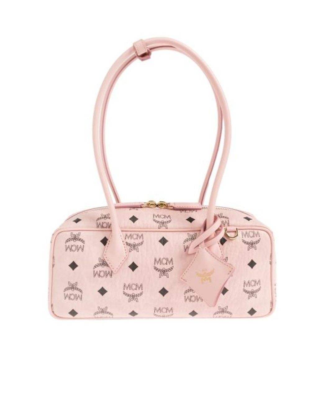 MCM Pink Aren Visetos Shoulder Bag