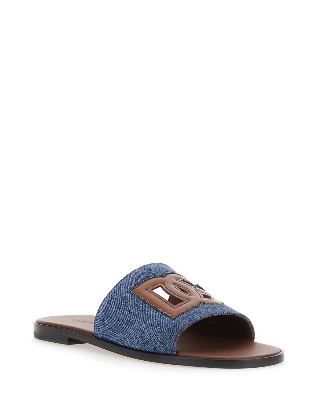 Dolce & Gabbana Blue Dg Cut-Out Logo Denim Slides for men