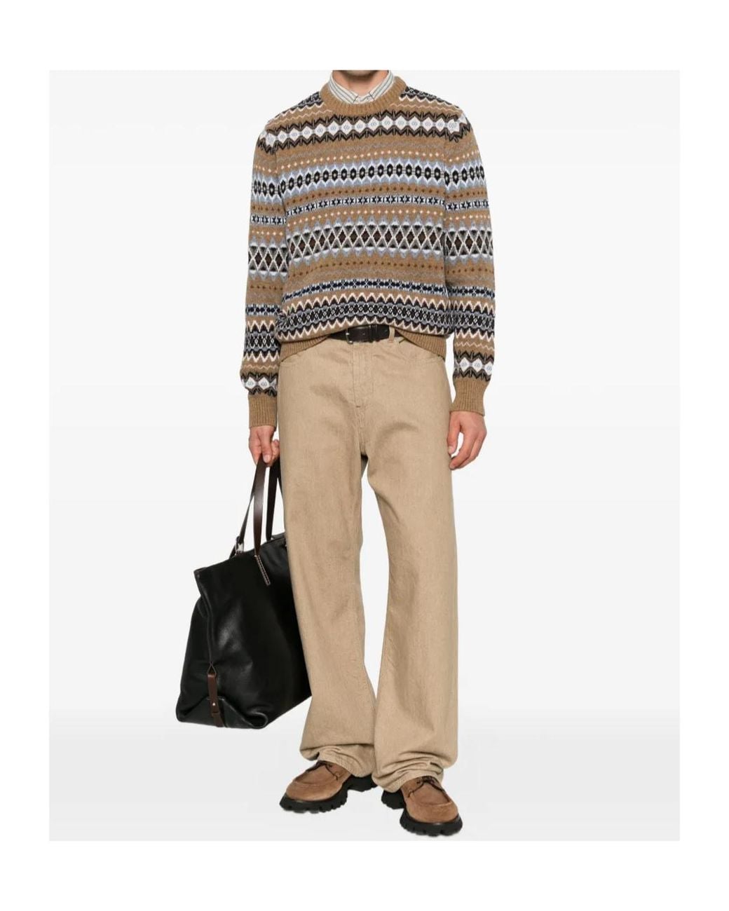 Barbour Brown Fair-Isle Sweater for men