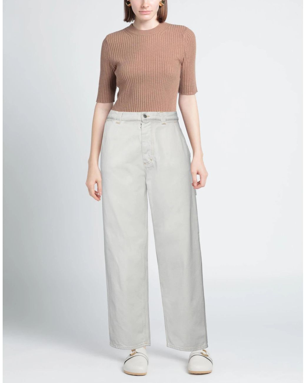 Maison Margiela White Solid Color Casual Pants