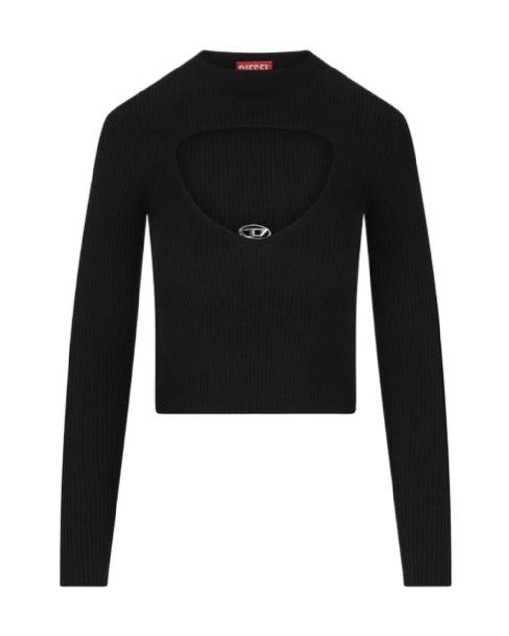 DIESEL Black Oval-D Plaque Cut-Out Knitted Jumper