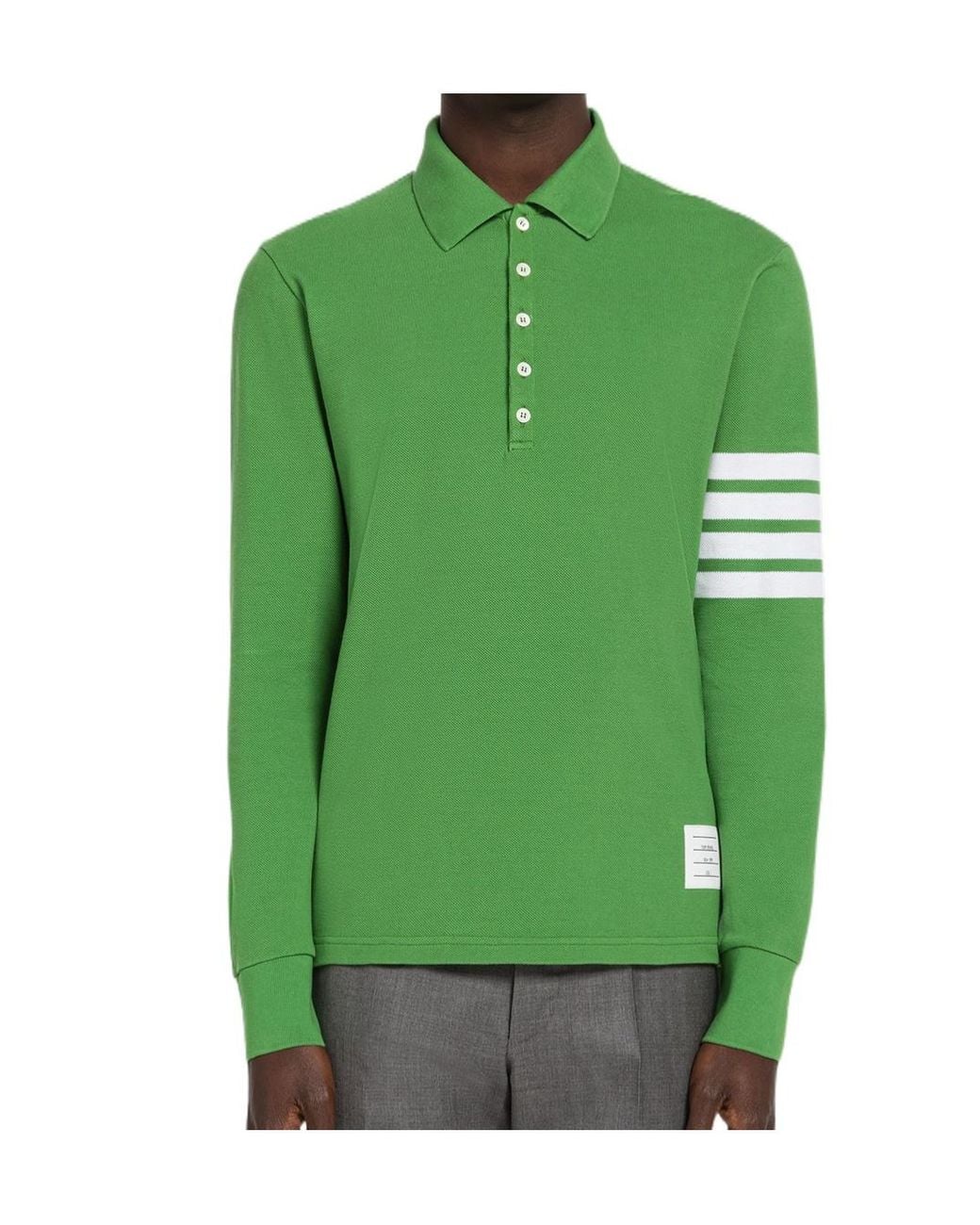 Thom Browne Green Long-Sleeved Polo Shirt for men