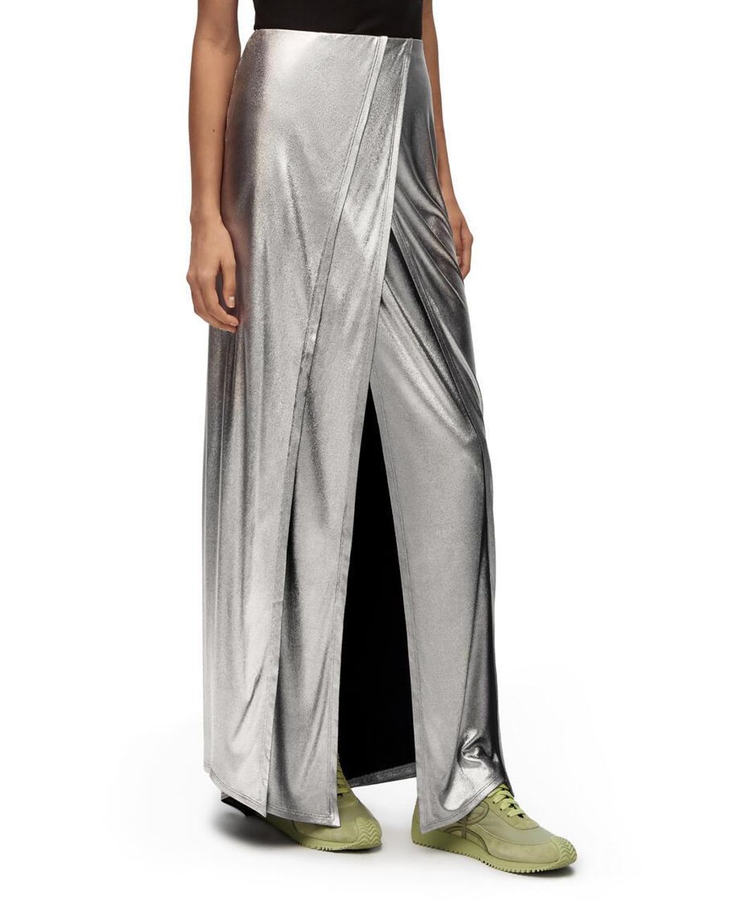 Loewe Gray Draped Midi Skirt