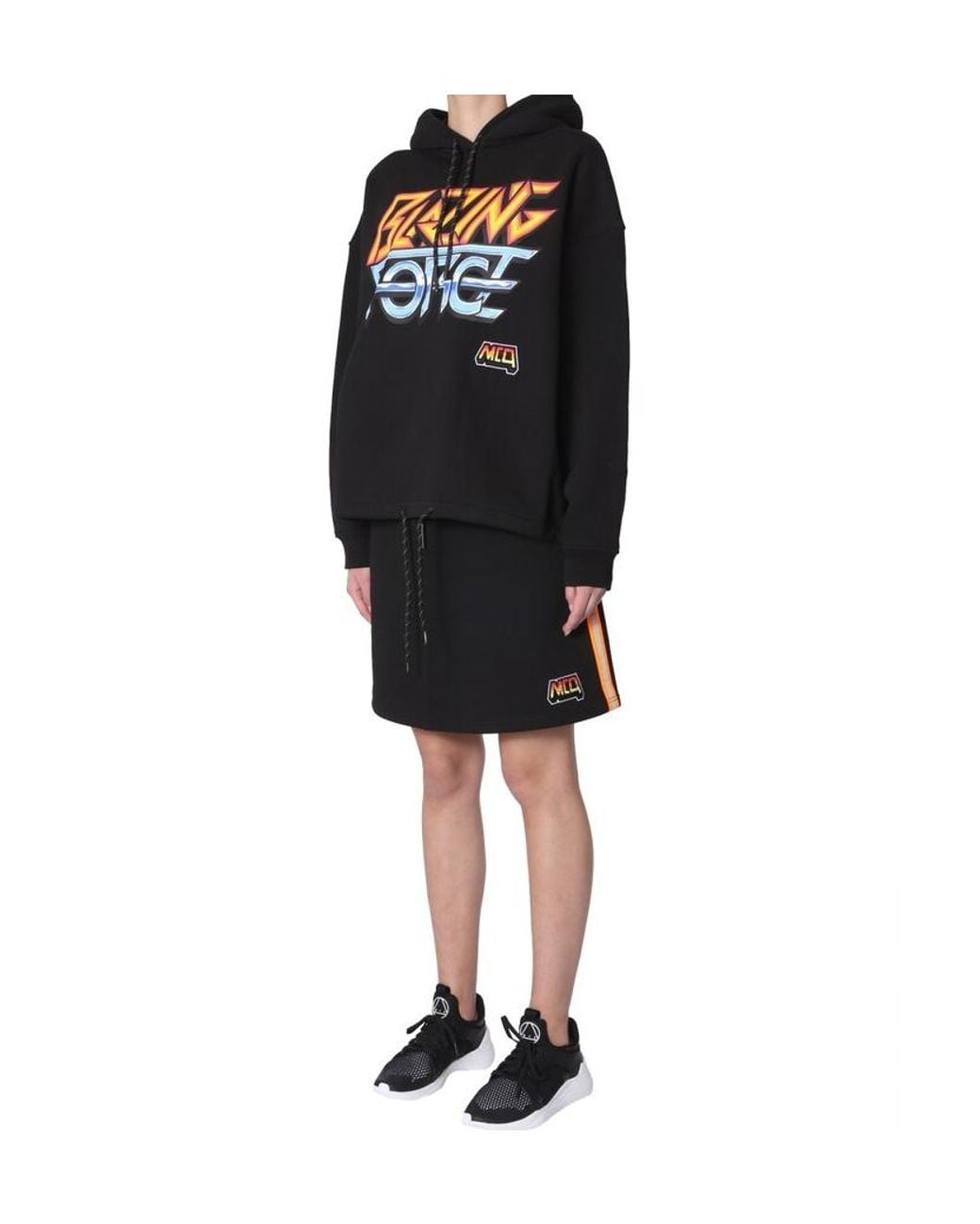 McQ Alexander McQueen Black Pattern Printed Hooded Hoodie