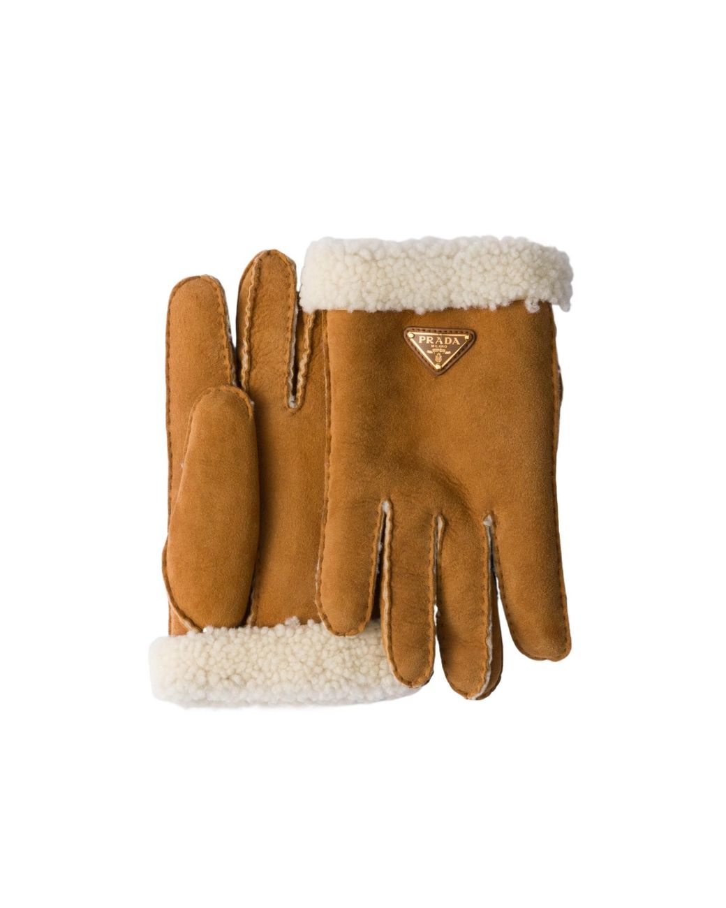Prada Metallic Suede Sheepskin Gloves