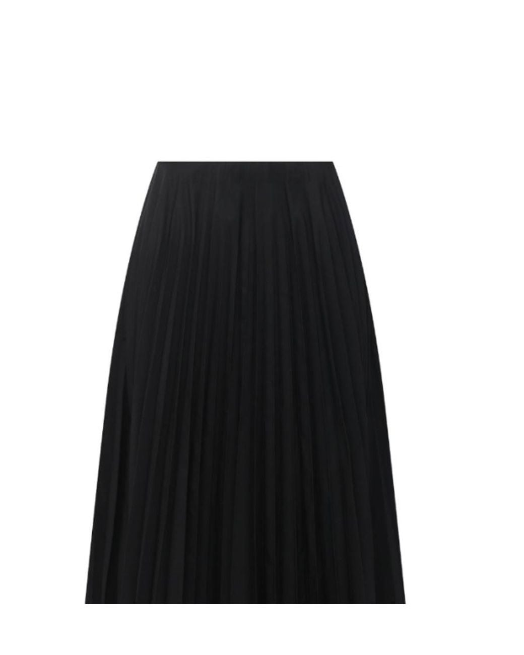 Valentino Black Pleated High-Waisted Midi Skirt