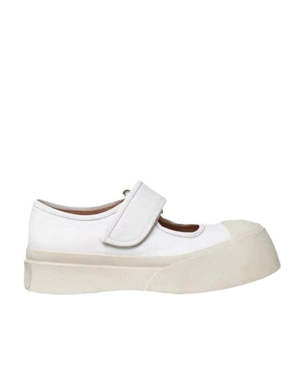 Marni White Pablo Touch Strap Low Top Sneakers