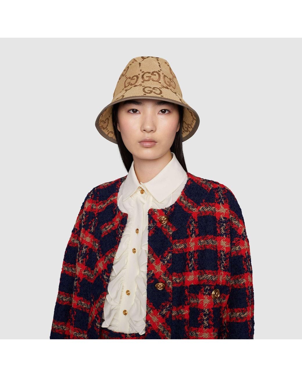 Gucci Natural Gg Supreme Wide Brim Bucket Hat for men