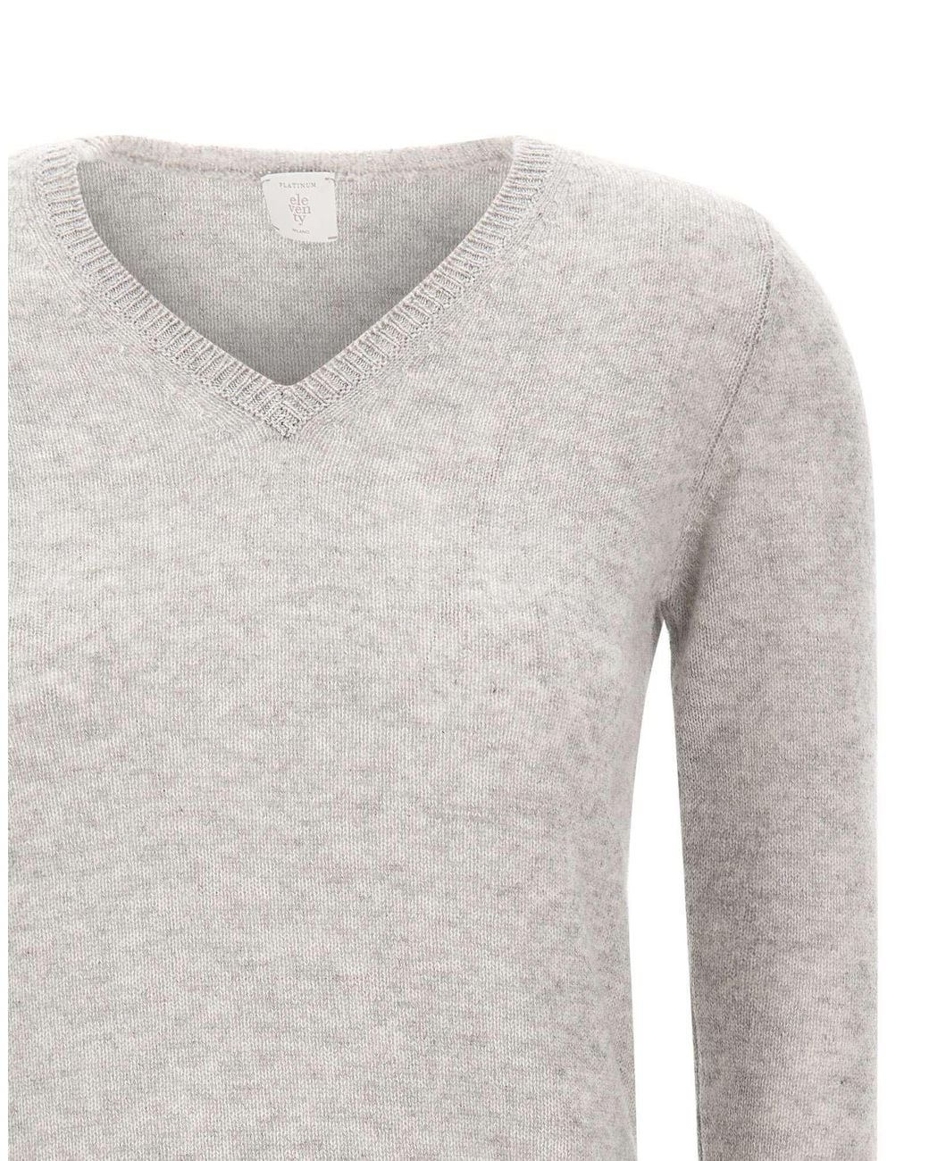 Eleventy Gray V-Neck Sweater
