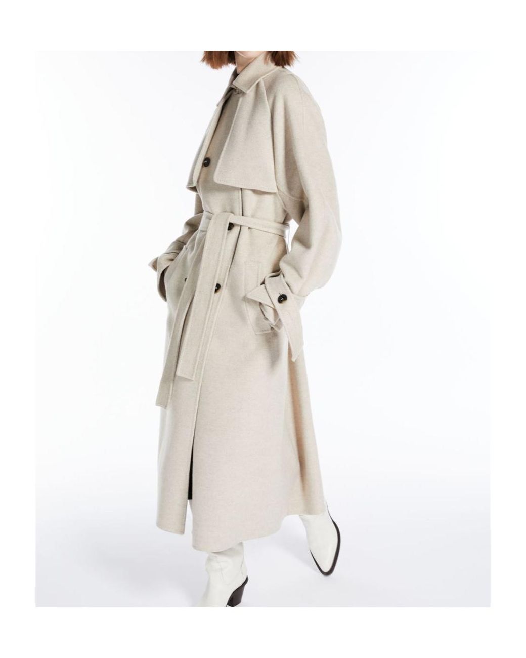 Max Mara White Falcone Oversized Belted Trench Coat
