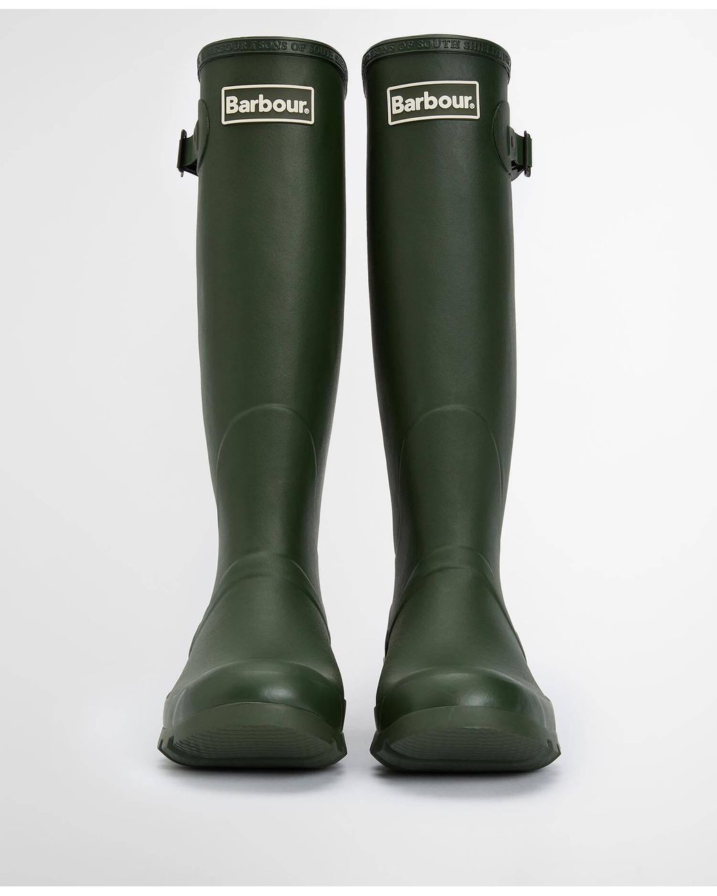 Barbour Green Logo Patch Round Toe Boots
