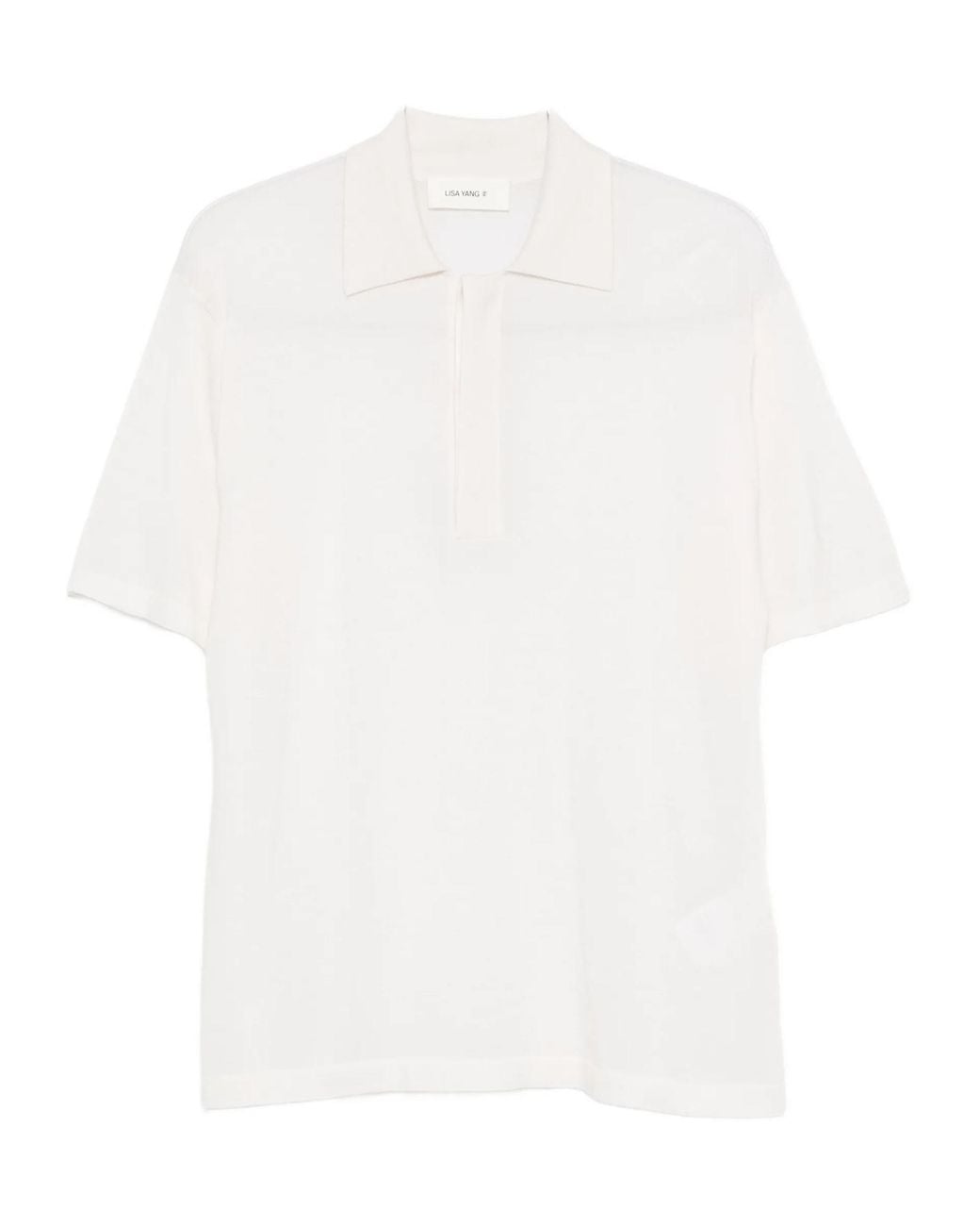 Lisa Yang White Short-Sleeved Knit Polo Shirt for men