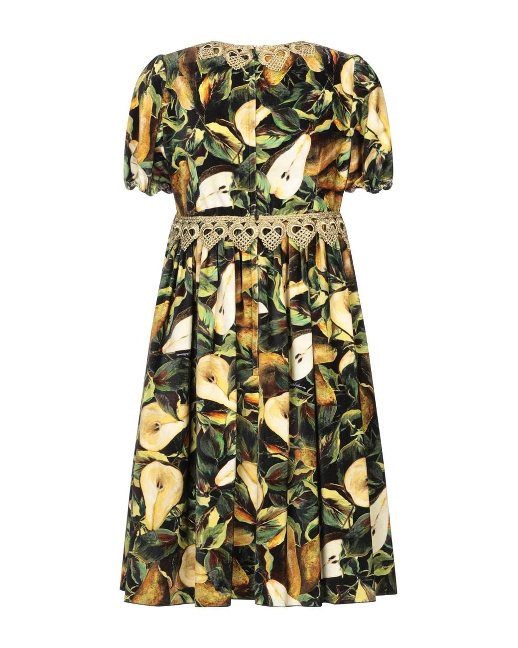 Dolce & Gabbana Green Velvet Short-Sleeve Ruched Dress