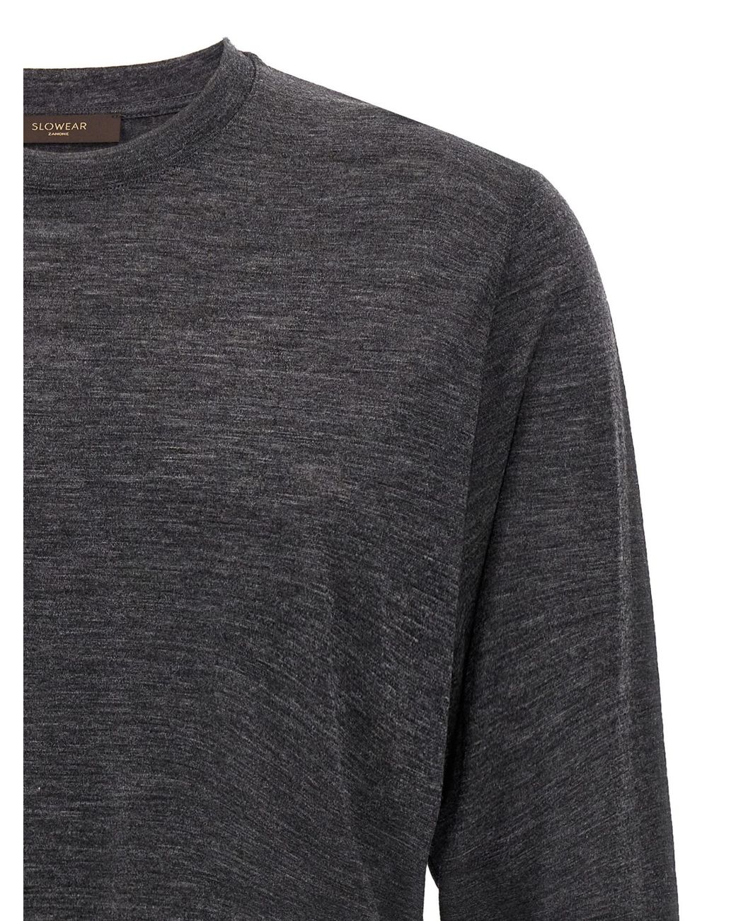 Zanone Gray Virgin Wool Long-Sleeve T-Shirt for men