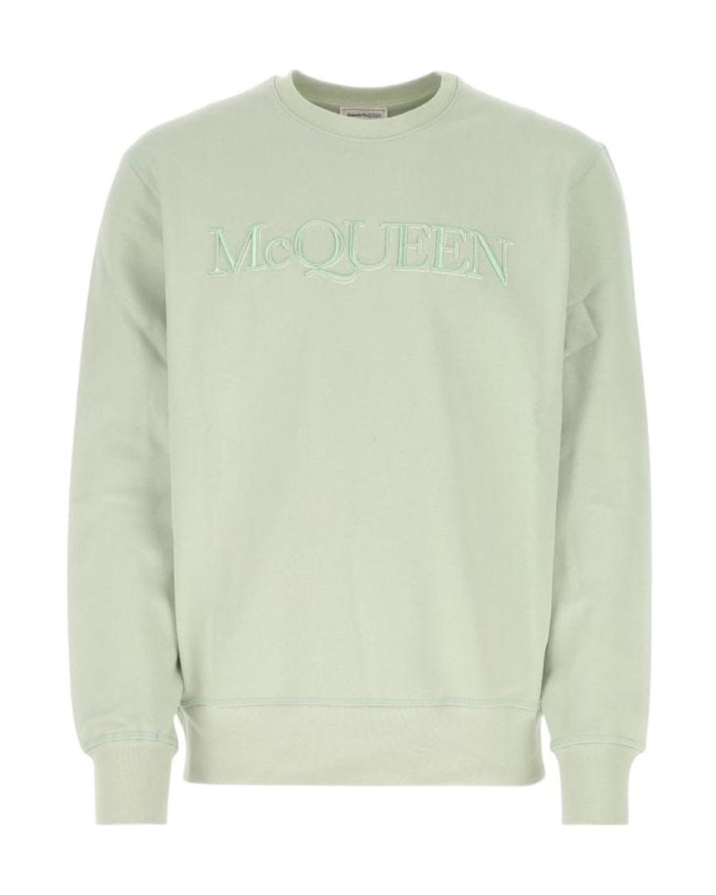 McQueen Green Logo Embroidered Crewneck Sweatshirt for men