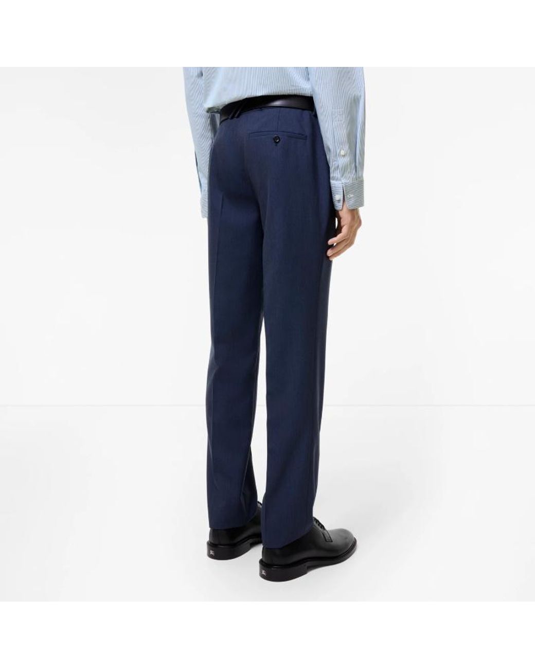Burberry Blue Wool Bond Tailored Trousers for men