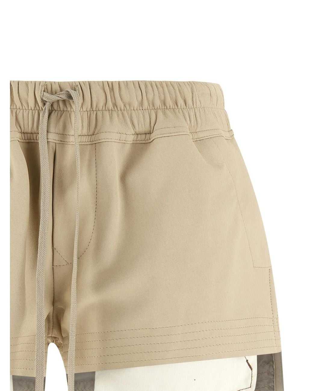 Rick Owens Natural Layered Drawstring Shorts